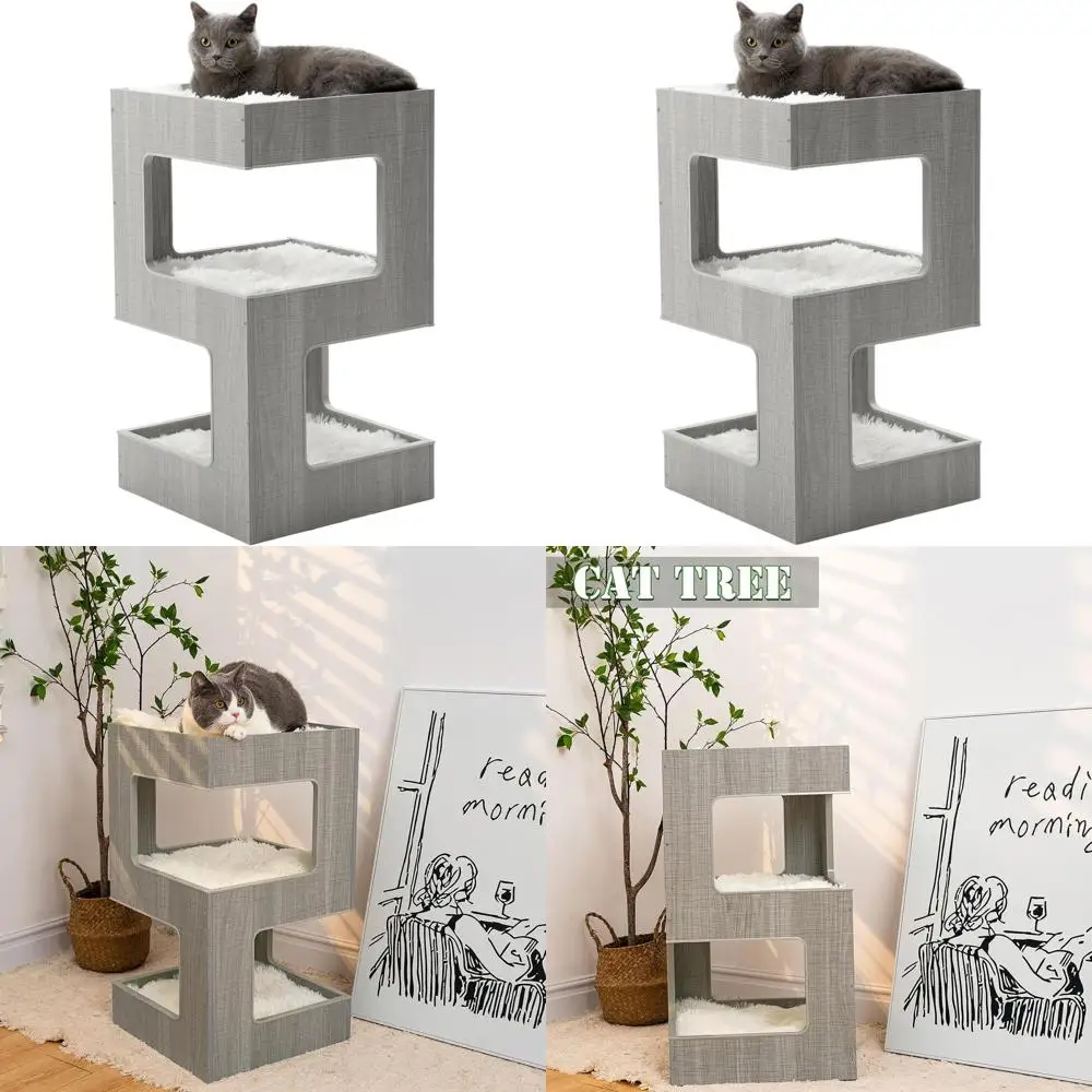 

Spacious Multi-Level Cat Tower with Removable Blanket and Condo for Indoor Kittens, 27.5 Inch Luxury Cat Tree Stand House