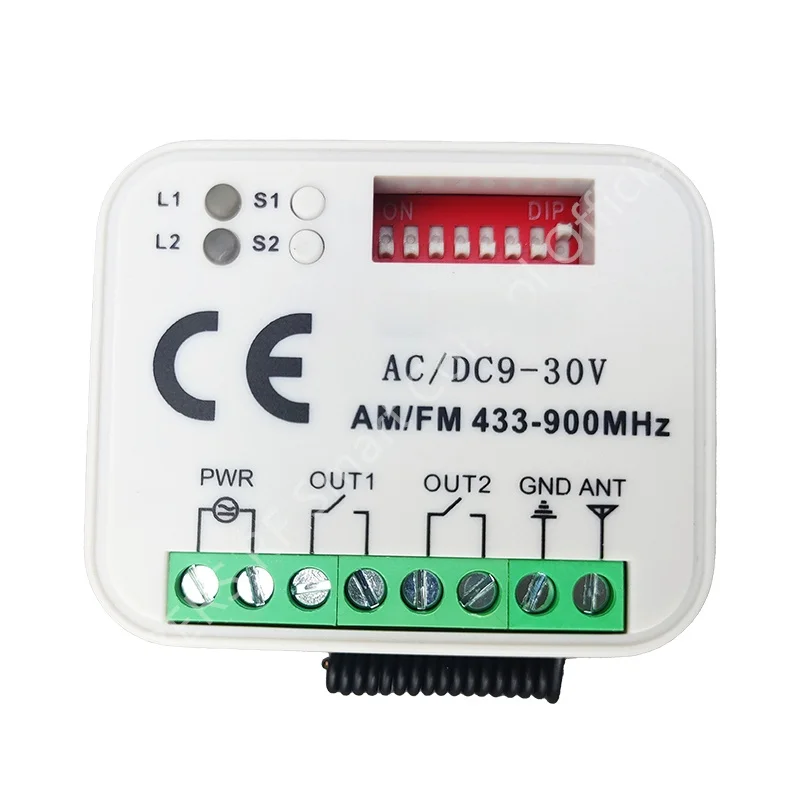 RF Wireless Multi Frequency 2 Channel Rolling Code Receiver for Garage Door & Gate