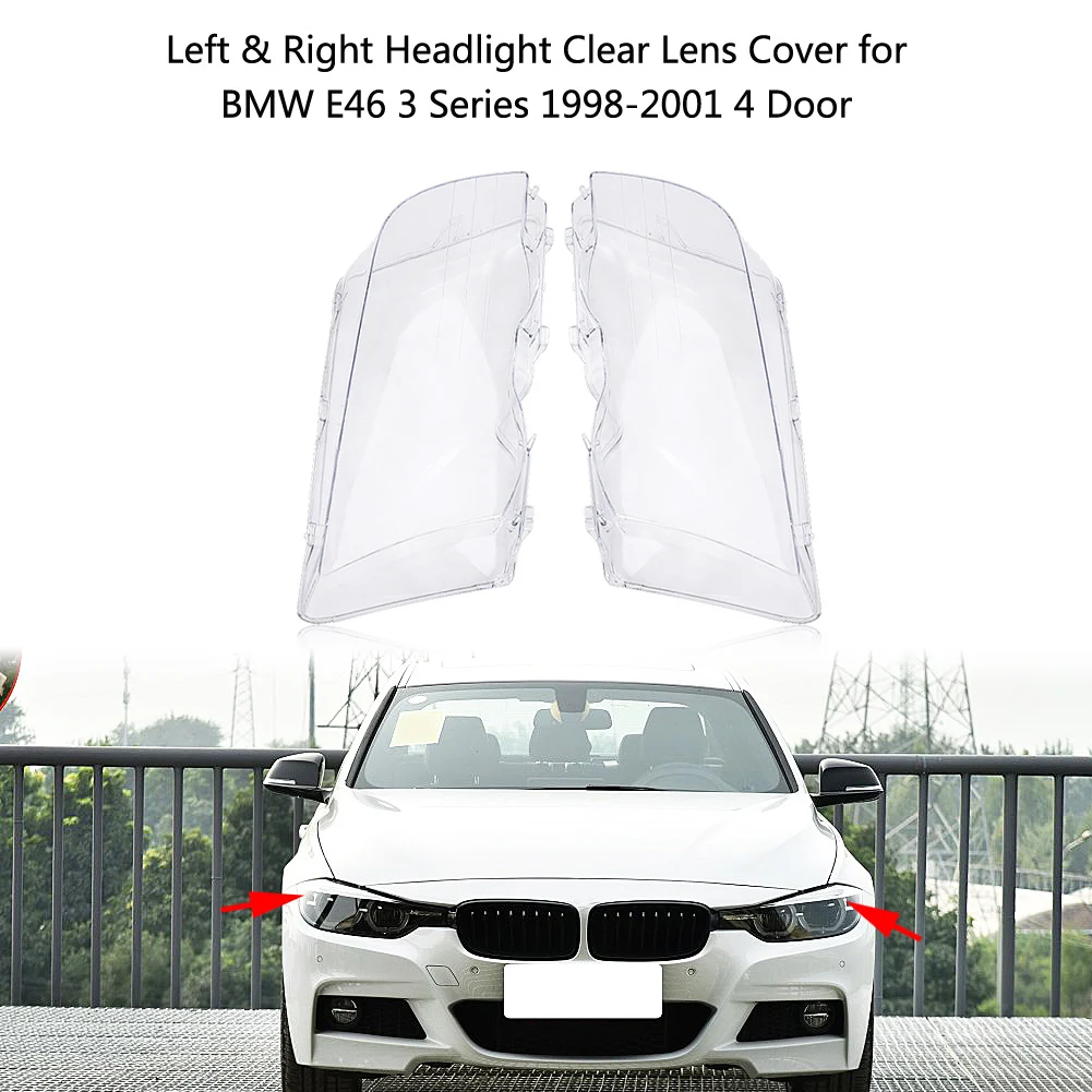 

Headlight Lens Cover 1 Pair Left & Right Headlight Headlamp Clear Lens Cover for E46 3 Series 1998-2001 4 Door Headlight Lens
