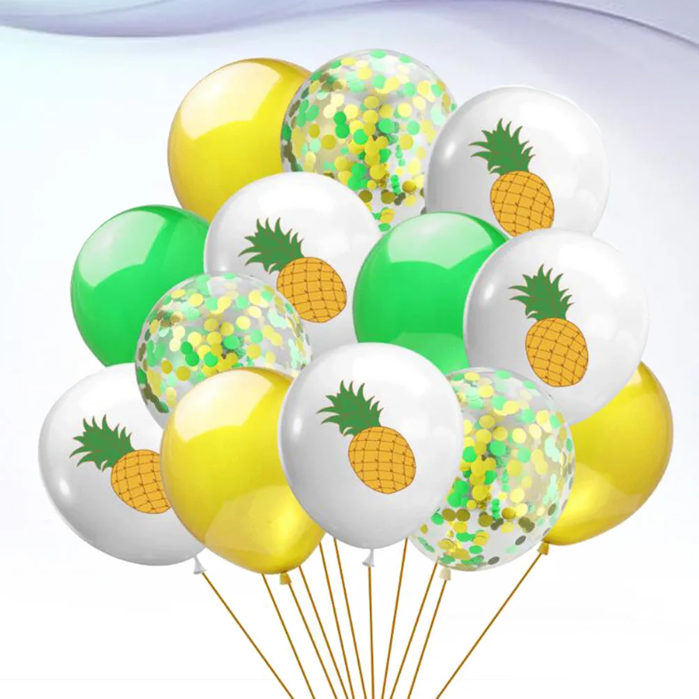

15 Pcs Pineapple Balloons Set Summer Party Supplies Latex Sequin Hawaii Festive Decoration Birthday Gathering Banquet Photo Prop