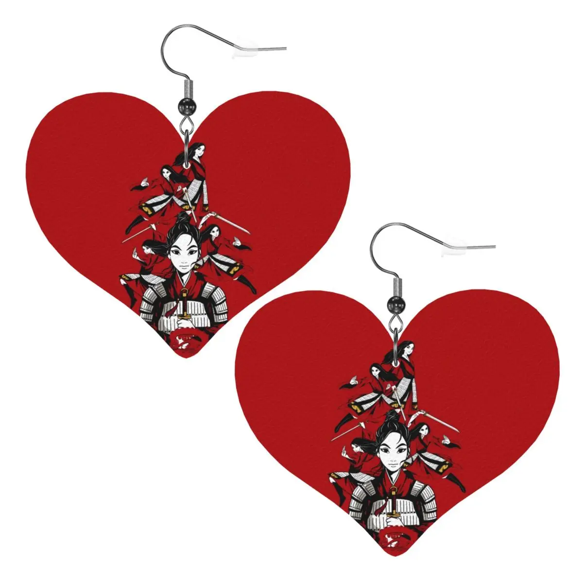 

Custom Mulan Princess Leather Teardrop Earrings Personalized For Women Jewelry Accessories For Valentine's Day