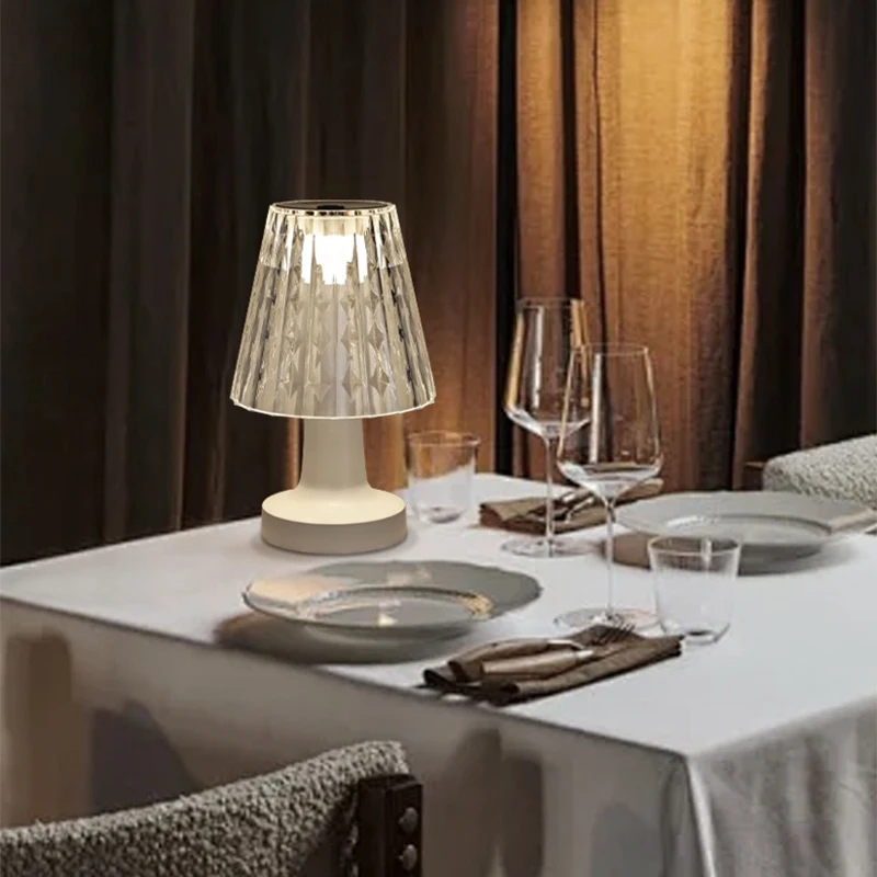 Crystal Table Lamps Diamond Retro Led Bar Desk Lamp USB Rechargeable Eye Protection Night Light for Bedroom Hotel Office Wedding