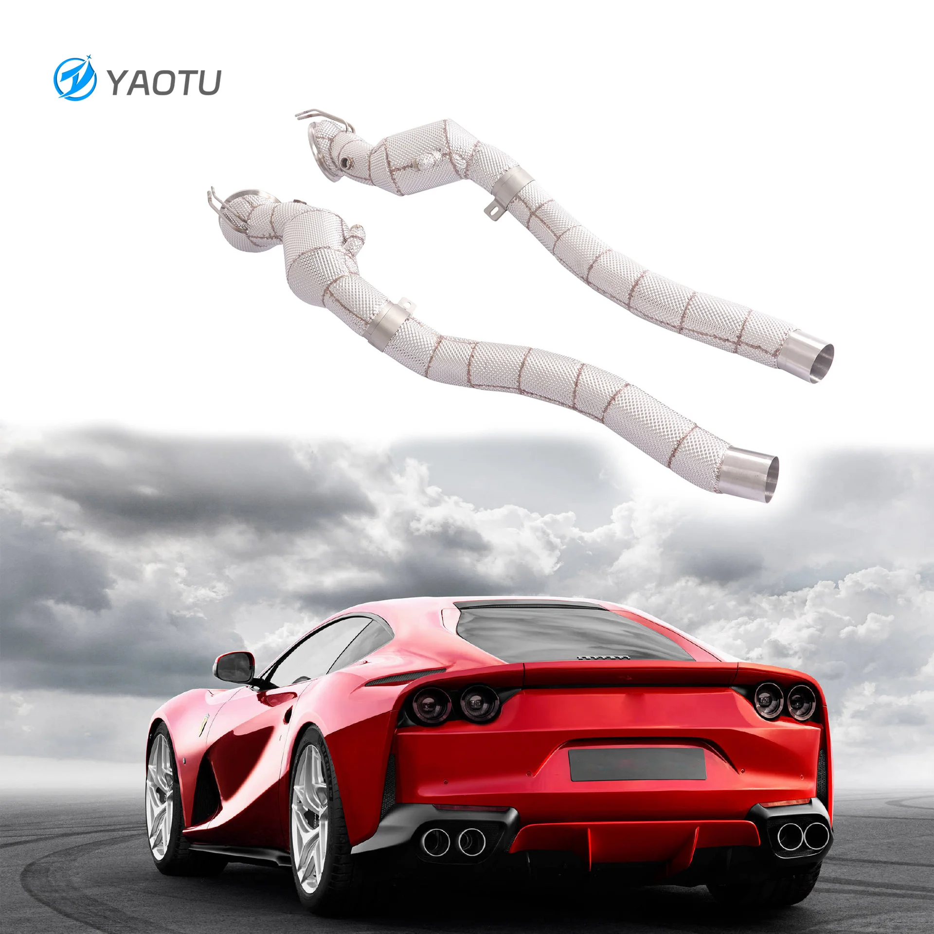 

YT Stainless Steel Exhaust Downpipe with 3-way Catalytic Converter for Ferrari 812 6.5L Exhaust Pipes with OPF