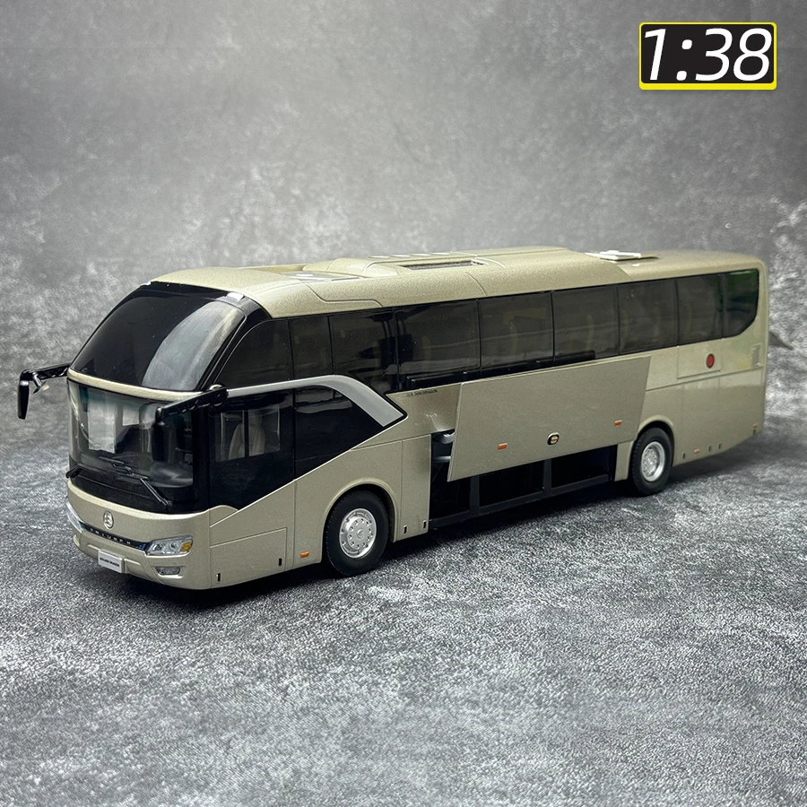 OEM 1:38 Xiamen Golden Travel Kaige Bus Bus model Road version Tour bus car model Holiday gift Birthday gift