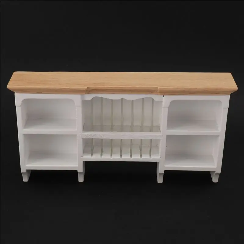 ABWE-1/12 casa de bonecas em miniatura móveis parede pendurado armário prateleira armazenamento madeira para casa de bonecas sala jantar