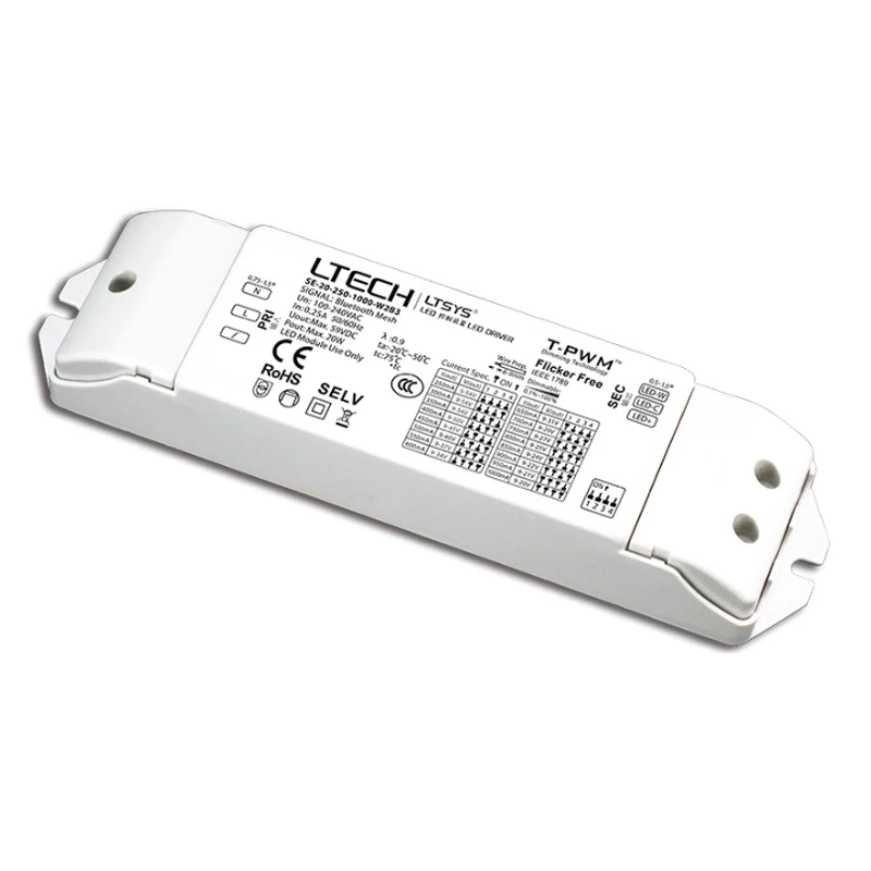 

20W 250-1000mA Tuya Bluetooth Mesh CC Constant Current Tunable White LED Driver LTECH Dim CT CCT Dimming Lighting Transformer