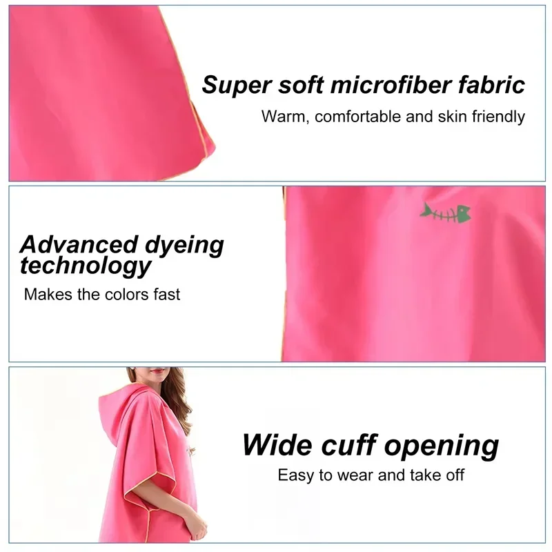 Quick-drying Changing Robe Quick Dry Bathrobe Hooded Absorbent Bath Towel Swimming & Fitness Super Absorbent Bathrobe