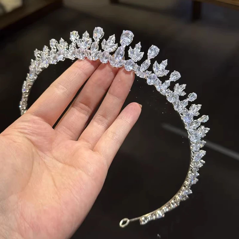 

Изысканная ультра-блестящая корона-диадема для невесты с кубическими стразами, элитный аксессуар для свадебного платья