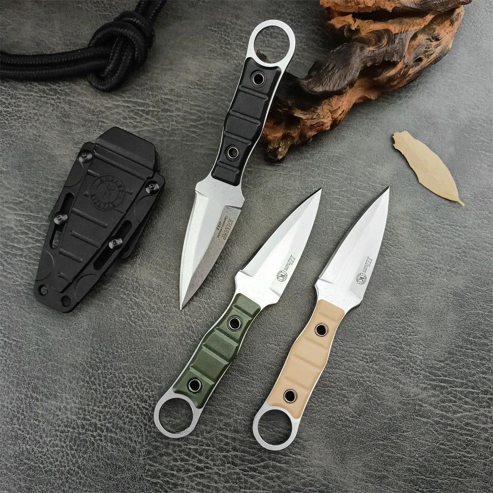 Tactical Kizlyar Hunting Camping Knives 8Cr13Mov Steel Satin Spear Point Fixed Blade Knife Utility Self Defense EDC Multitool