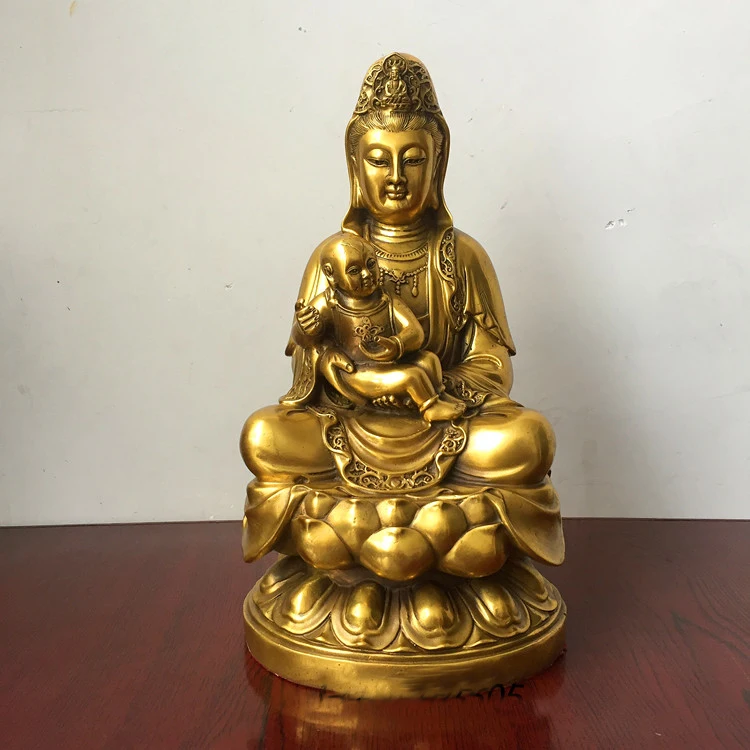 30CM large- home Porch lobby Blessing  the pregnancy children health safety efficacious Protection COPPER Songzi Guanyin statue