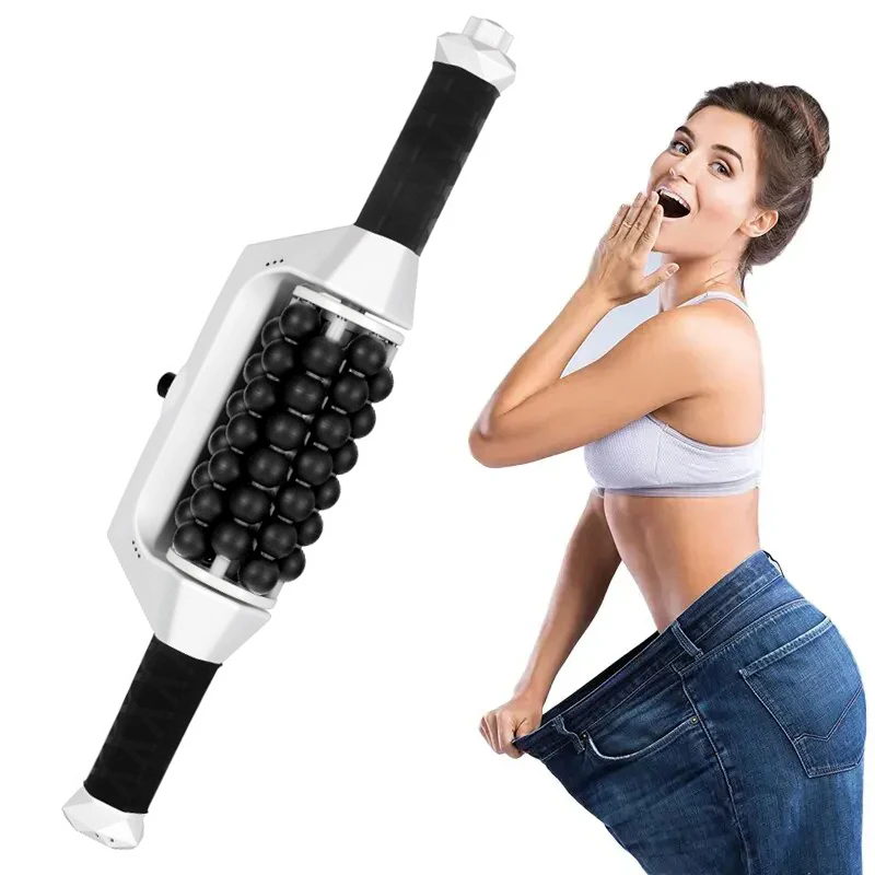 Redução de celulite rolando grânulos terapia de cilindro contorno corporal máquina de remoção de gordura recarregável forma do corpo rolo massageador