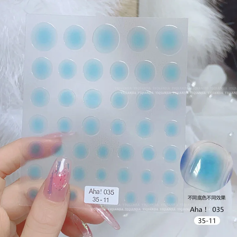 3D 그라디언트 블러쉬 네일 아트 스티커 핑크/블루/레드/옐로우 블룸 옹 브르 네일 데칼 자체 접착 카와이 블러쉬 그라디언트 반투명