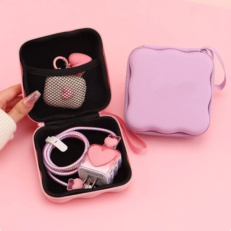 

Portable Cable Protector Set Storage Bag Lovely Bow Knot Travel Storage Bag Cute Cable Charger Protector Cord Organizer