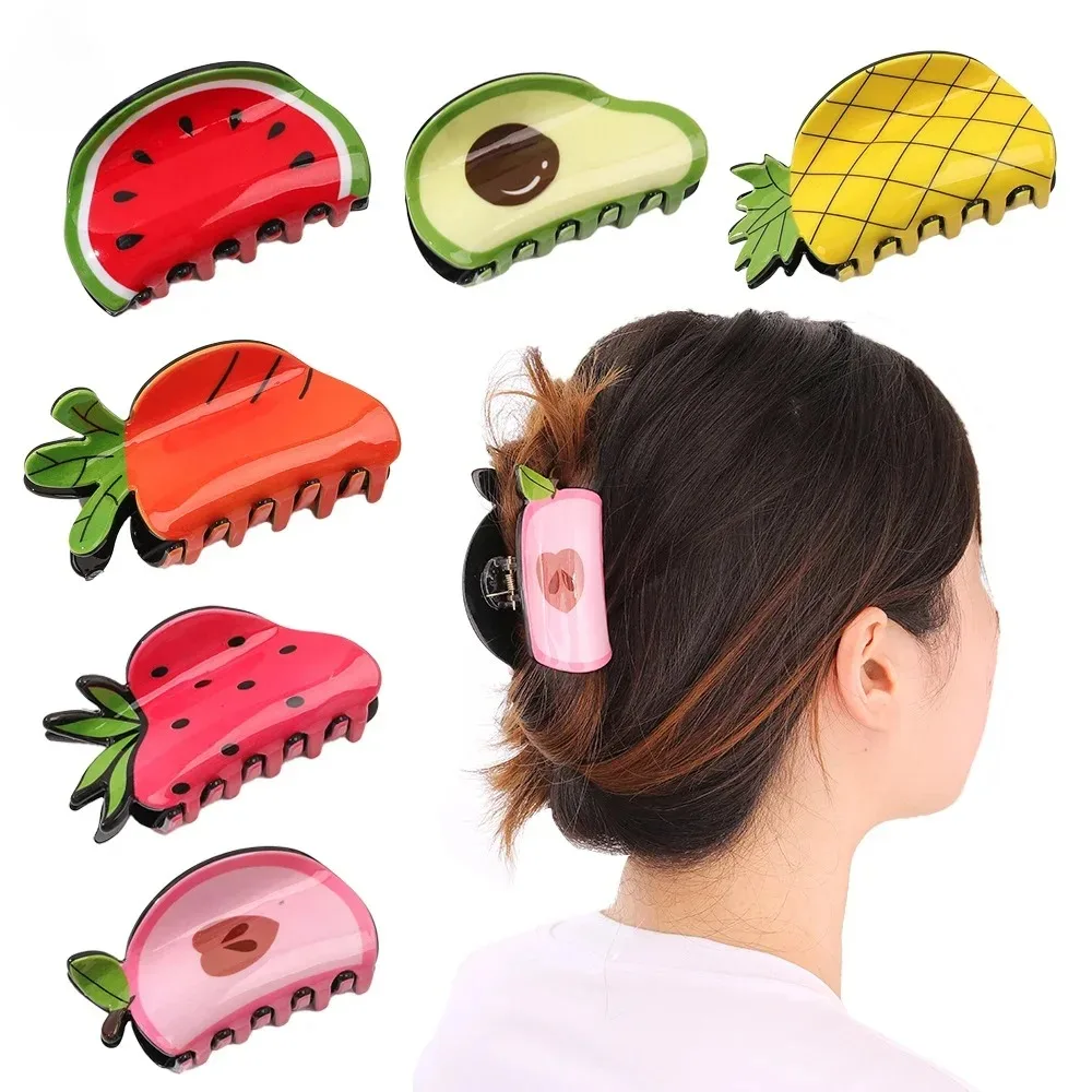 Korean Fruit Style Hairpins Girls Lovely Hair Claws Clip Strawberry Watermelon Headwear Birthday Party Hair Accessories Gift