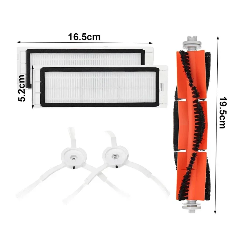 5PCS Mi Robot Vacuum Cleaner Parts Replacement Kit for Xiaomi Robo2 Robot S50 S51  Main Brush Filters Side Brushes Accessories