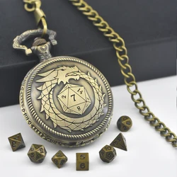 Pocket Watch & Mini Metal Polyhedral Dice Set 6mm Table and board Games Cool Table Dice Pocket Watch without dial