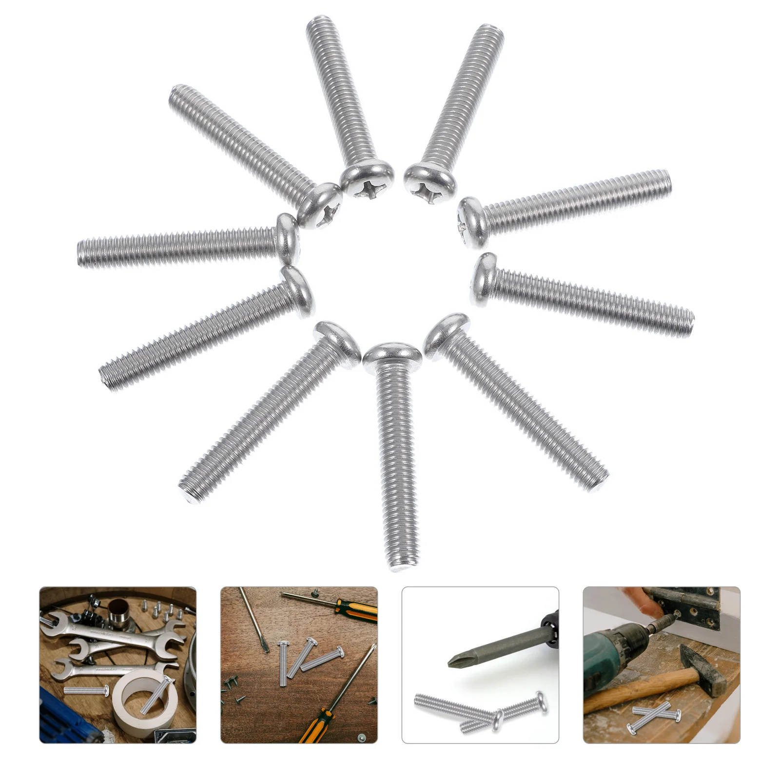 

10Pcs Stainless Steel Mount Screws Cross Recessed Pan Head Machine Screws for Monitor Mount Wall Plate M8x45mm