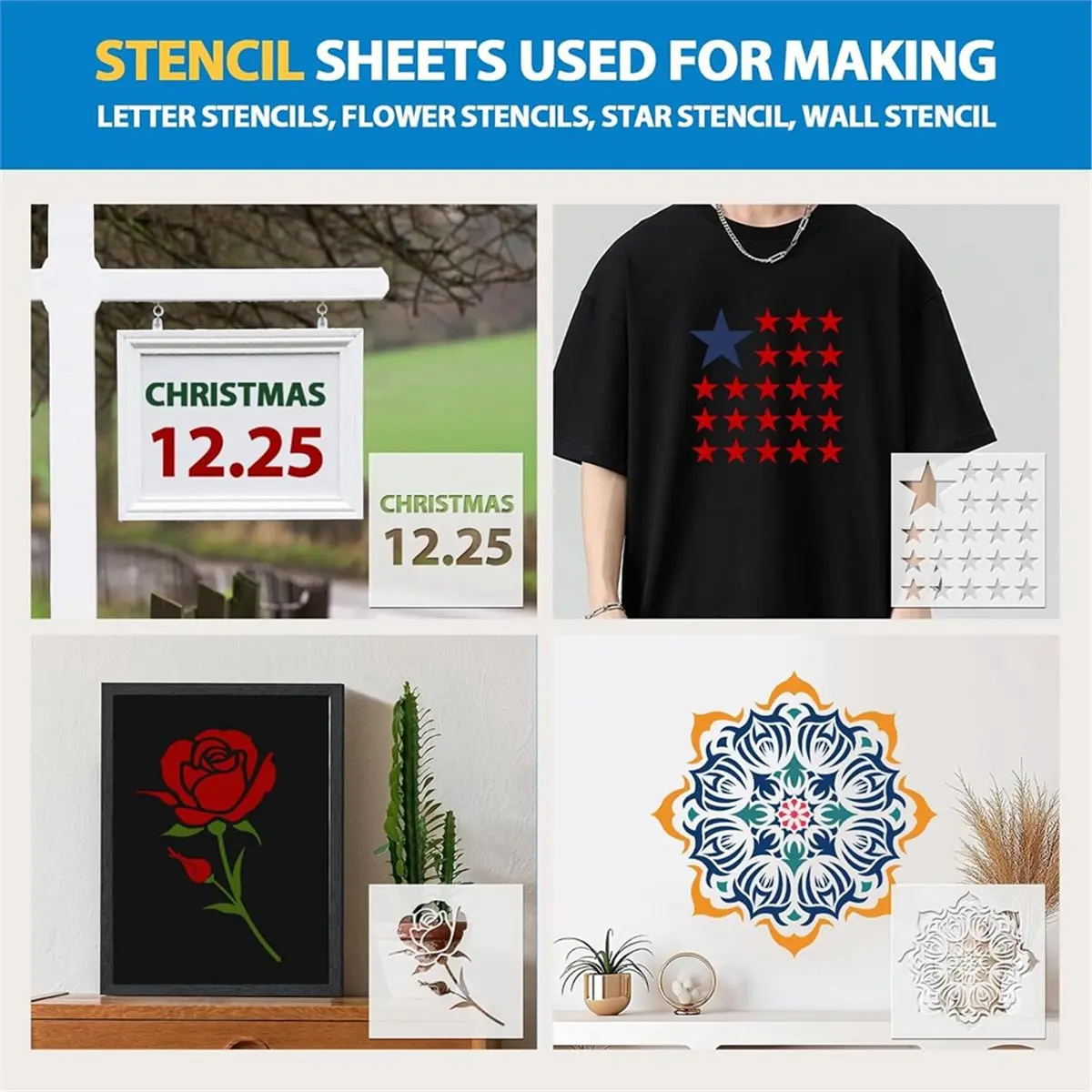 20PCS 7.5mil Blank Stencil Sheets,12X 24Inch Milky Translucent PET Blank Stencils Sheets,Template Material