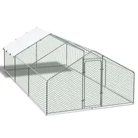 Chicken Coop with Roof Cover Heavy Duty Animal Cages Rabbit Hutch Chicken Cage Galvanized Chicken Run Metal Print Small Animals