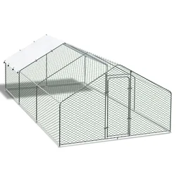 Chicken Coop with Roof Cover Heavy Duty Animal Cages Rabbit Hutch Chicken Cage Galvanized Chicken Run Metal Print Small Animals