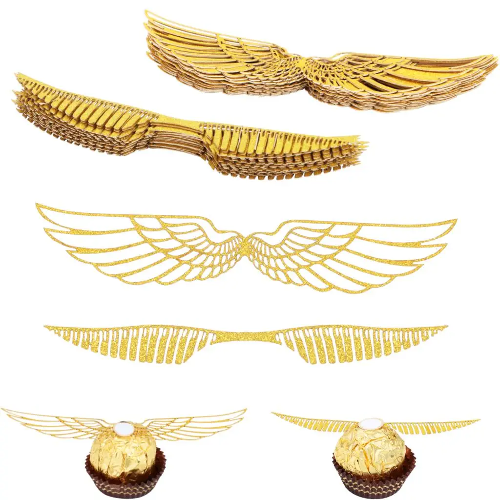 New 50Pcs Wizard Party Chocolate Decoration, Chocolate Hollowed Wings Decoration Glitter