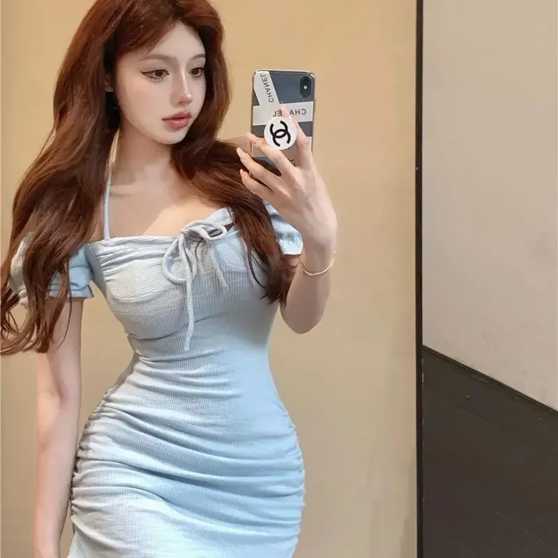 純粋なセクシーなセクシーなネックワンショルダーヒップパックドレス女性のための小さな夏のウエスト引き締めと痩身 2025