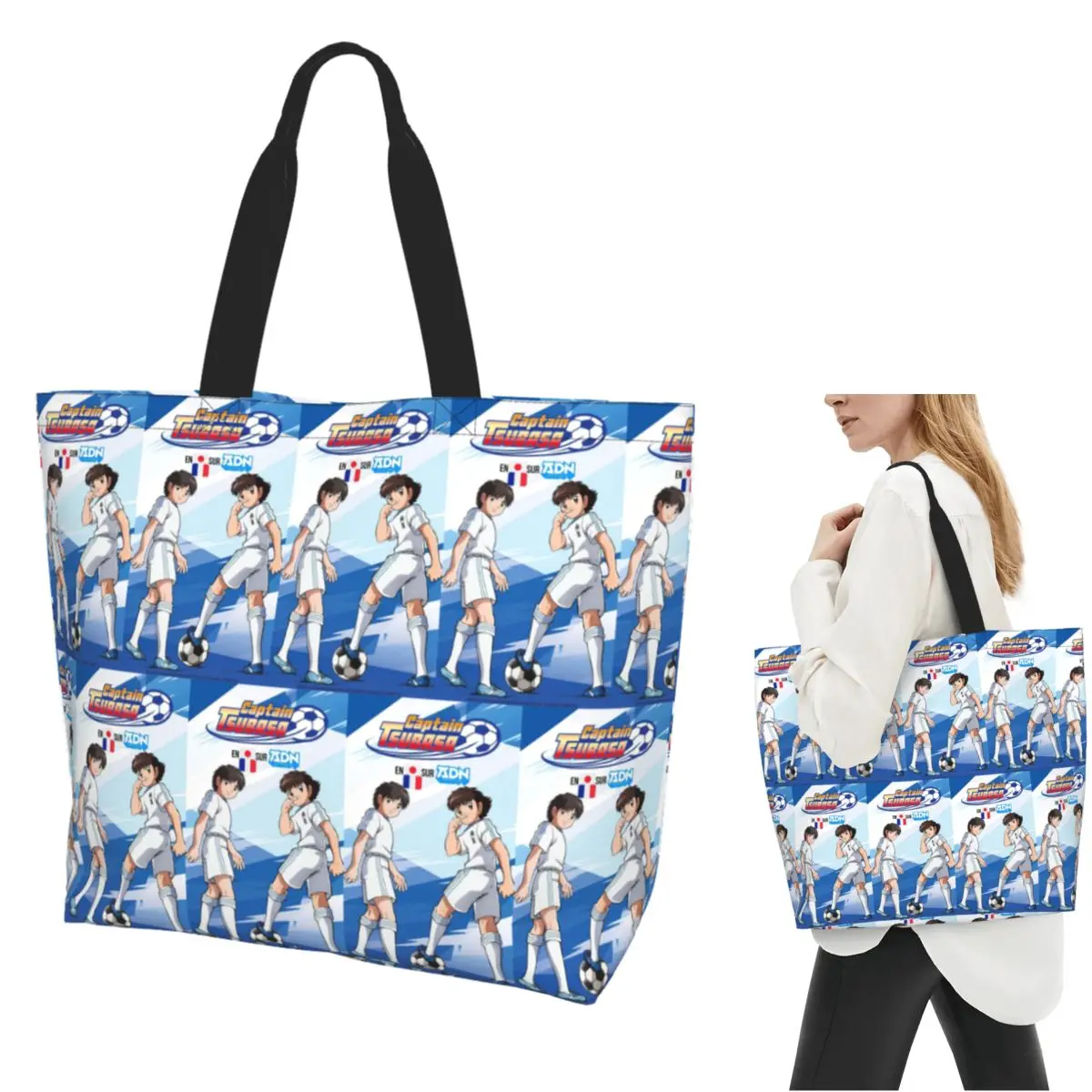 Captains Tsubasas Japan Football Anime Shopping Tote Bag Canvas Large Capacity Shoulder Bags Shopper Grocery Handbag for Women