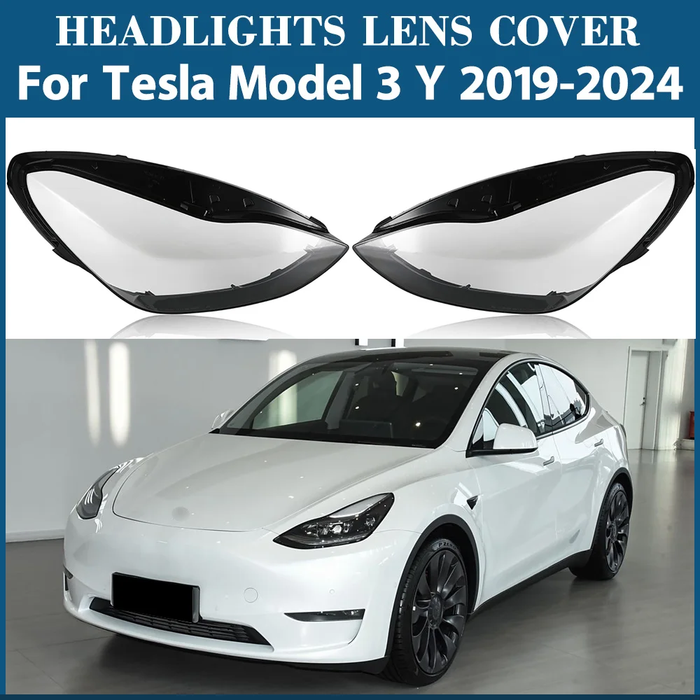

For Tesla Model 3 Y 2019 2020 2021 2022 2023 2024 Headlight Shell Lamp Shade Transparent Headlamp Cover Plexiglass Replacement