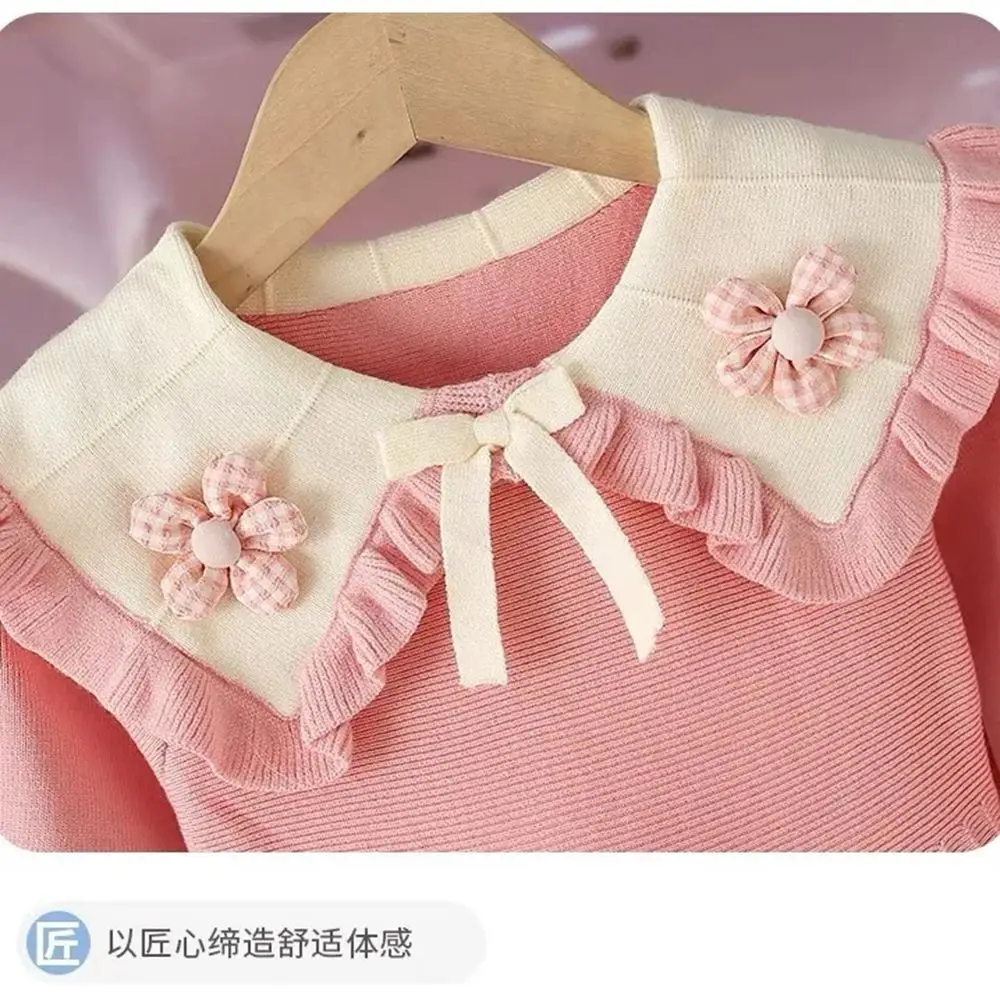 3-11Years Toddler Kids Sweater Dresses for Girls Cute Flowear Princess Knit Sweaters Dress Infant Children Fall Outfits Clothing