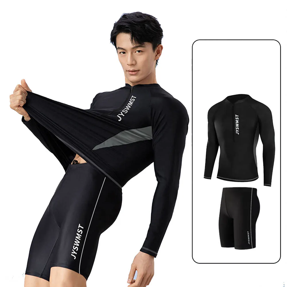 New Men\'s Quick-Drying Swimsuit Long-Sleeved Sun-proof Beach T-shirt Snorkeling Surfing Suit Water Sports Swimsuit Surfing Top