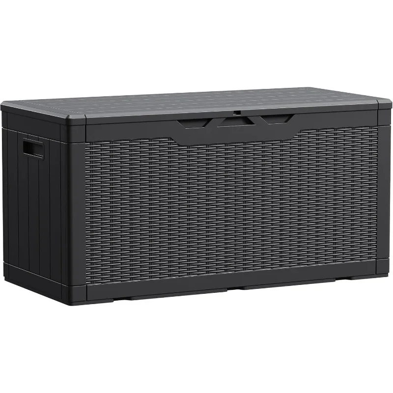 Devoko 100 Gallon Waterproof Large Resin Deck Box Indoor Outdoor Lockable Storage Container