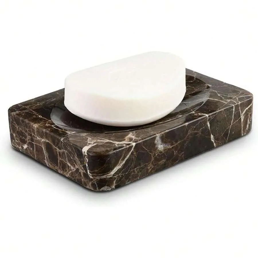 

Natural Marble Soap Dish, Rectangle Emperador Dark Jewelry Dish, Dark Brown Style Shower Soap Holder, Modern Stone Sponge Holde