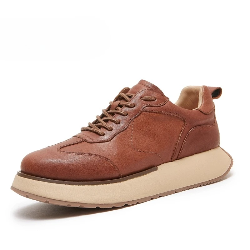 

Высококачественная дышащая спортивная повседневная обувь из конской кожи, мужская весенняя обувь из натуральной кожи ручной работы на полой толстой подошве