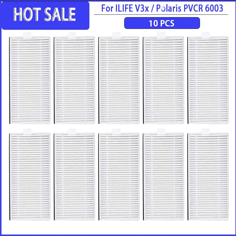 فرشاة جانبية فلتر HEPA لـ ILIFE V3x / Polaris PVCR Polaris PVCR 6003 / PVCRDC 6004 قطع غيار المكنسة الكهربائية الروبوتية