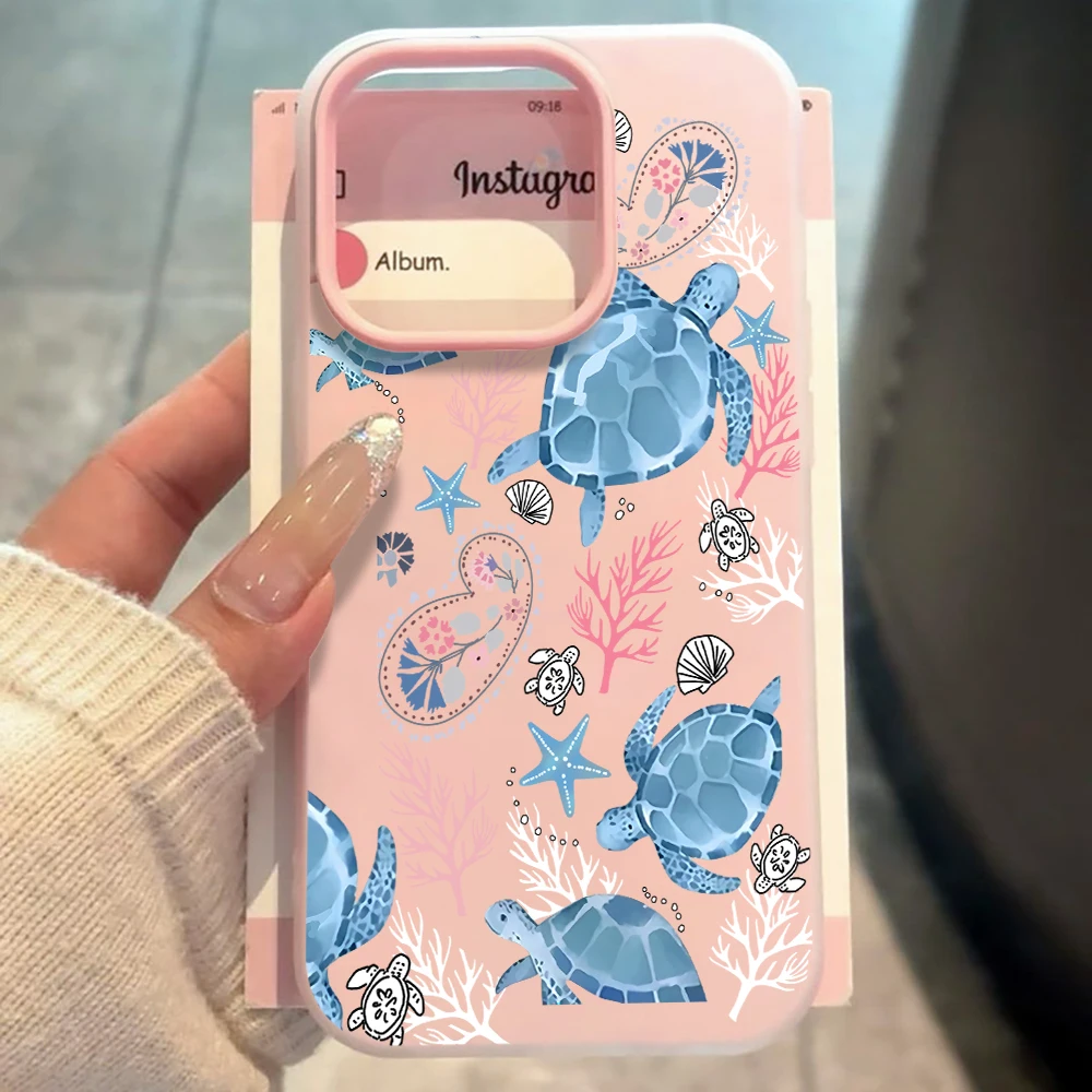 Coque de téléphone imprimée tortue bleue et corail marin pour Redmi Note 14 13 11 10 12 Pro 4G 15C 13C 14C Note 13 10 12 11 – Protection mate