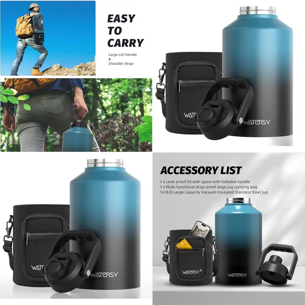 

Изолированный герметичный кувшин для воды из нержавеющей стали емкостью 1,5 галлона, не содержащий бисфенола А, вместимость 196 унций, идеально подходит для спортзала, пеших прогулок, кемпинга и путешествий,