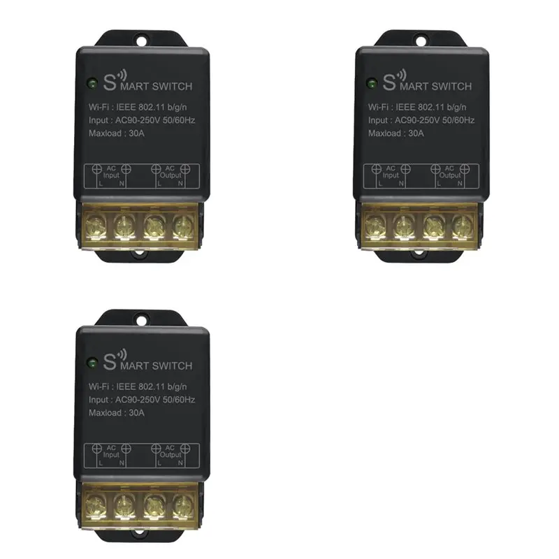 

【CYBER MONDAY】3X Wi-Fi-выключатель для дома, 30A, AC90-250V, беспроводное дистанционное управление, включение/выключение, автоматический выключатель для самостоятельной установки, работает с Alexa Home