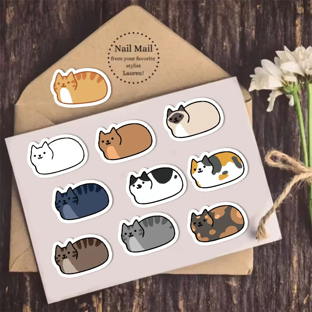 500PCS Cartoon Cat Tuotuo Reward Stickers 10 Cat Models 2.5cm/1.0in Learning Reward Games Party Gift Seals
