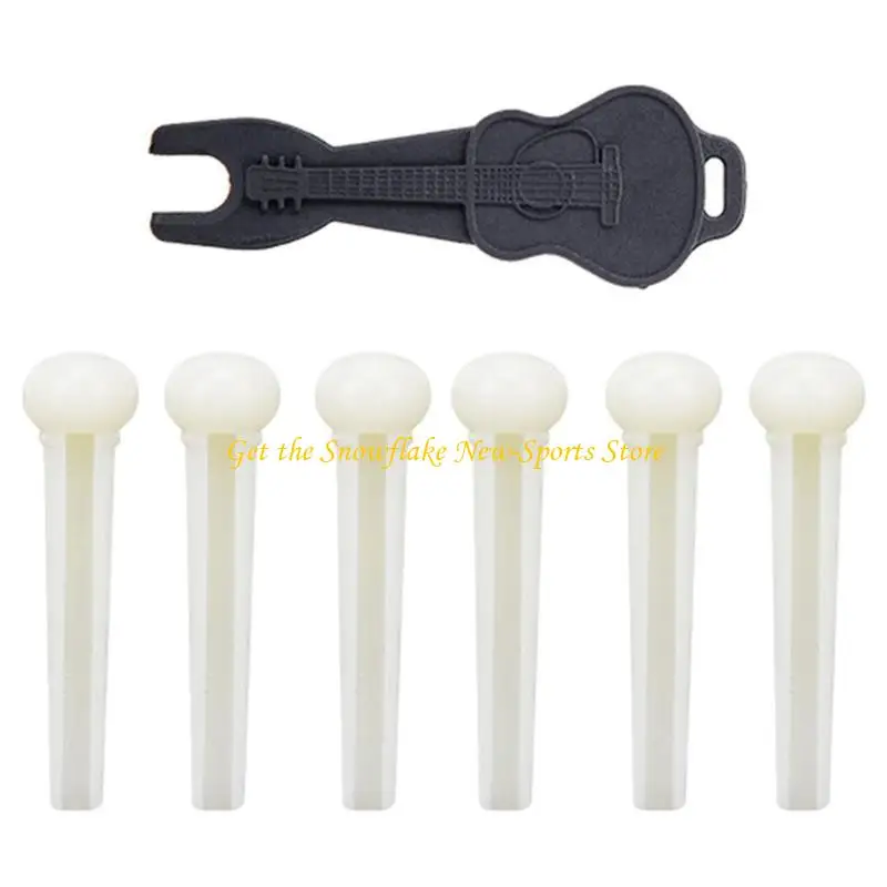 E56D Acoustic Guitar Bridge Pins with Bridge Pin Puller Set String Remover Extractor Tool Guitar Accessories Enduring