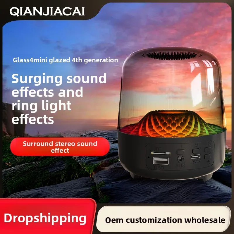 New Music Crystal 4th-Gen Wireless Bluetooth Speaker: Card-Insertable, Ambient Light-Equipped, Ideal Gift & Home-Use