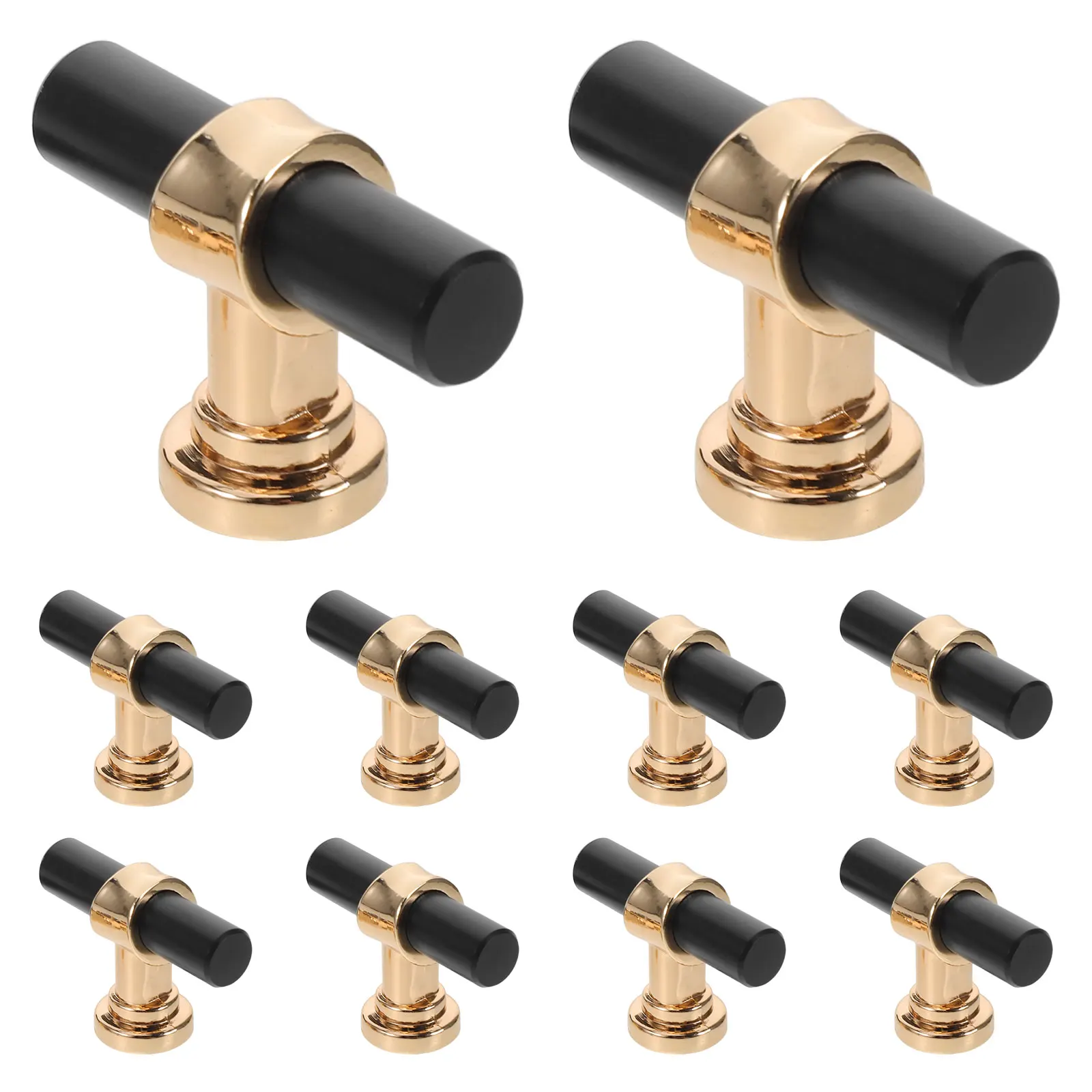

10pcs T-Bar Cabinet Handles Solid Alloy Kitchen Drawer Pulls Single-Hole Design Durable Scratch-Resistant Hardware Black Golden