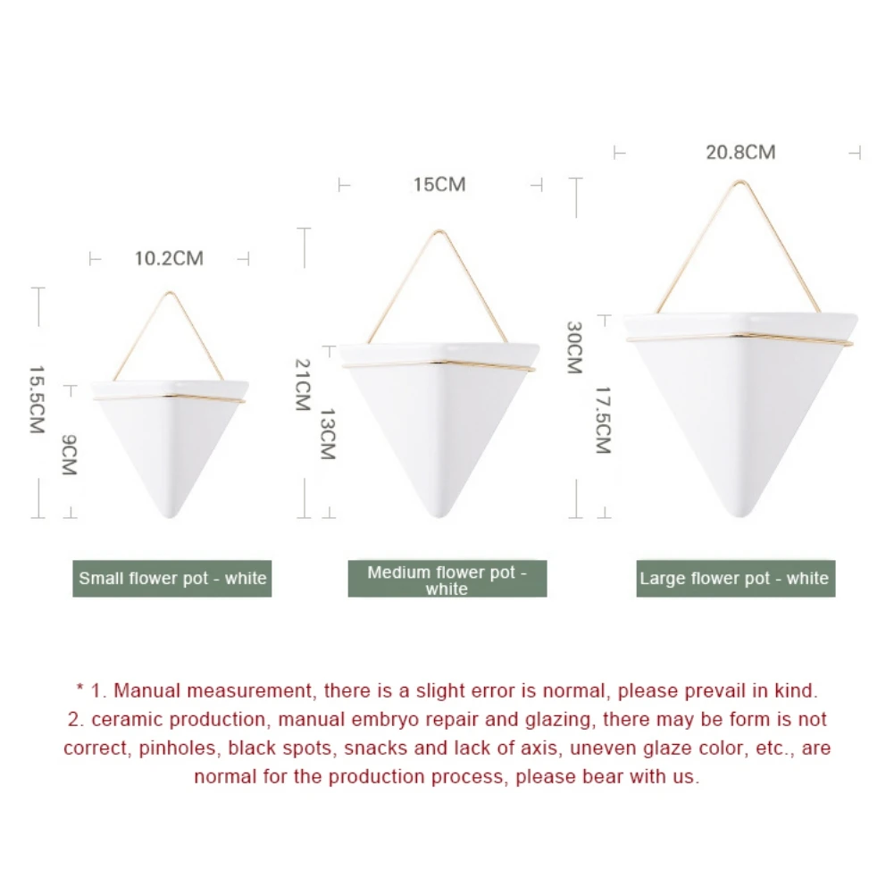 Ściana trójkątna ceramiczna doniczka salon dekoracyjne wazon dla hodowcy roślin kreatywne nowoczesne minimalistyczne sukulenty wazony ozdoby