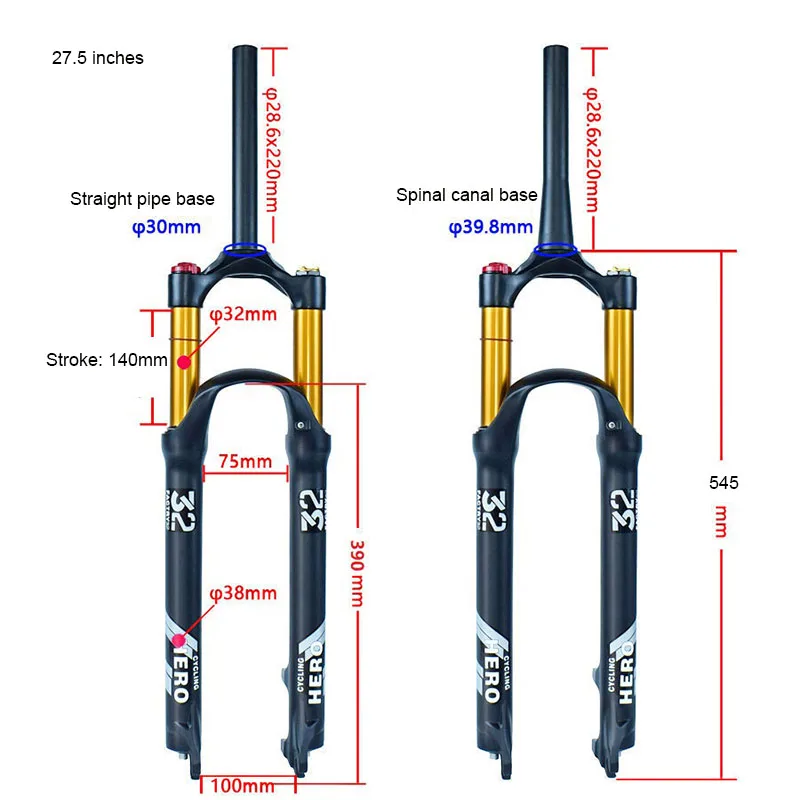 

Быстросъемная вилка для горного велосипеда, ход 140 мм, амортизирующая воздушная вилка MTB, регулируемый прямой конусный амортизатор с фиксацией трубки