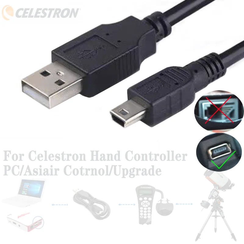 USB A to mini USB 5P Celestron 4/8SE 127SLT Scopes NexStar Hand Controller PC/Asiair Auto Guide Control/Upgrade Cable