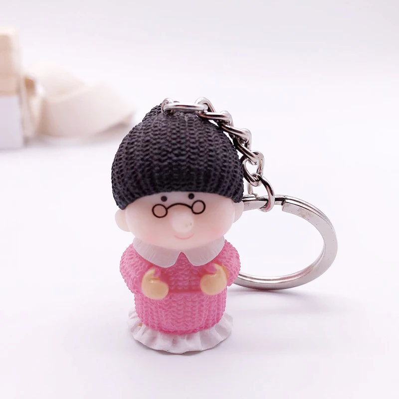 Porte-Clés Amusant avec Personnages de Dessin Animé, Pendentif Mignon, Grand-père, Grand-mère, Couple, Belle Journée de Léon, Noël, Doux, Romantique, Petits Cadeaux