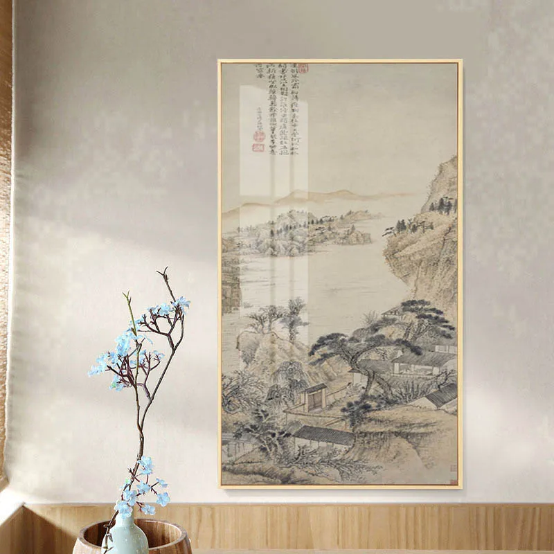 Vintage Plant Canvas Painting New Chinese Style Chant Bamboo Painting Home Art Background Picture Corridor Exhibition Hall Décor