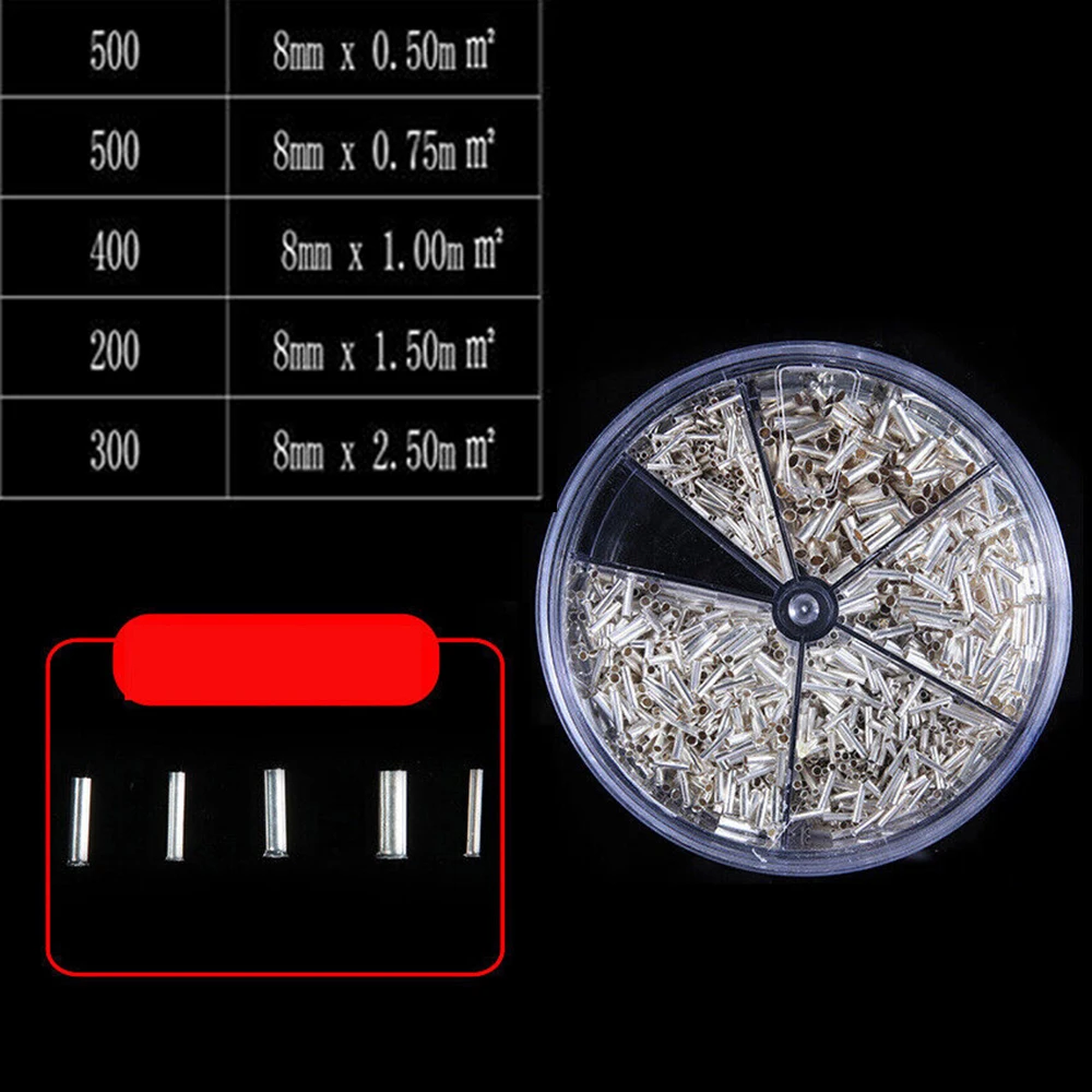 1900 Pieces Bare Non Insulated Butt Connector Cable Wire Crimp Terminals Electrical Splice DIY Assortment Kit with Storage Case