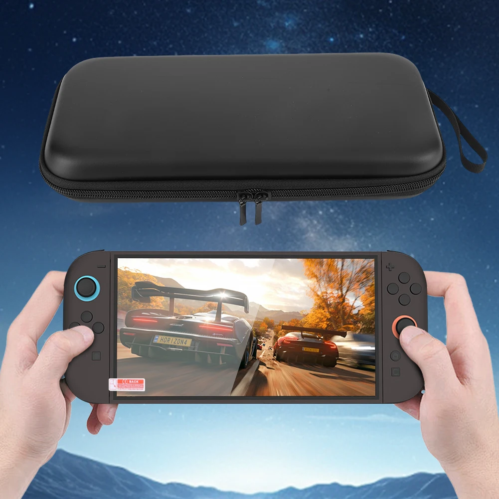 حقيبة حمل من البولي يوريثان وواقي شاشة لجهاز Switch2 حقيبة تخزين محمولة مقاومة للصدمات حقيبة تنظيم للتبديل 2 وحدة تحكم ألعاب محمولة