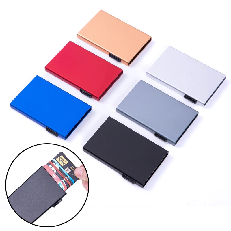 Metal Business Card Holder Side Button Hand Push Card Case Bank Card Membership Package Business Card Packaging Box Organizer