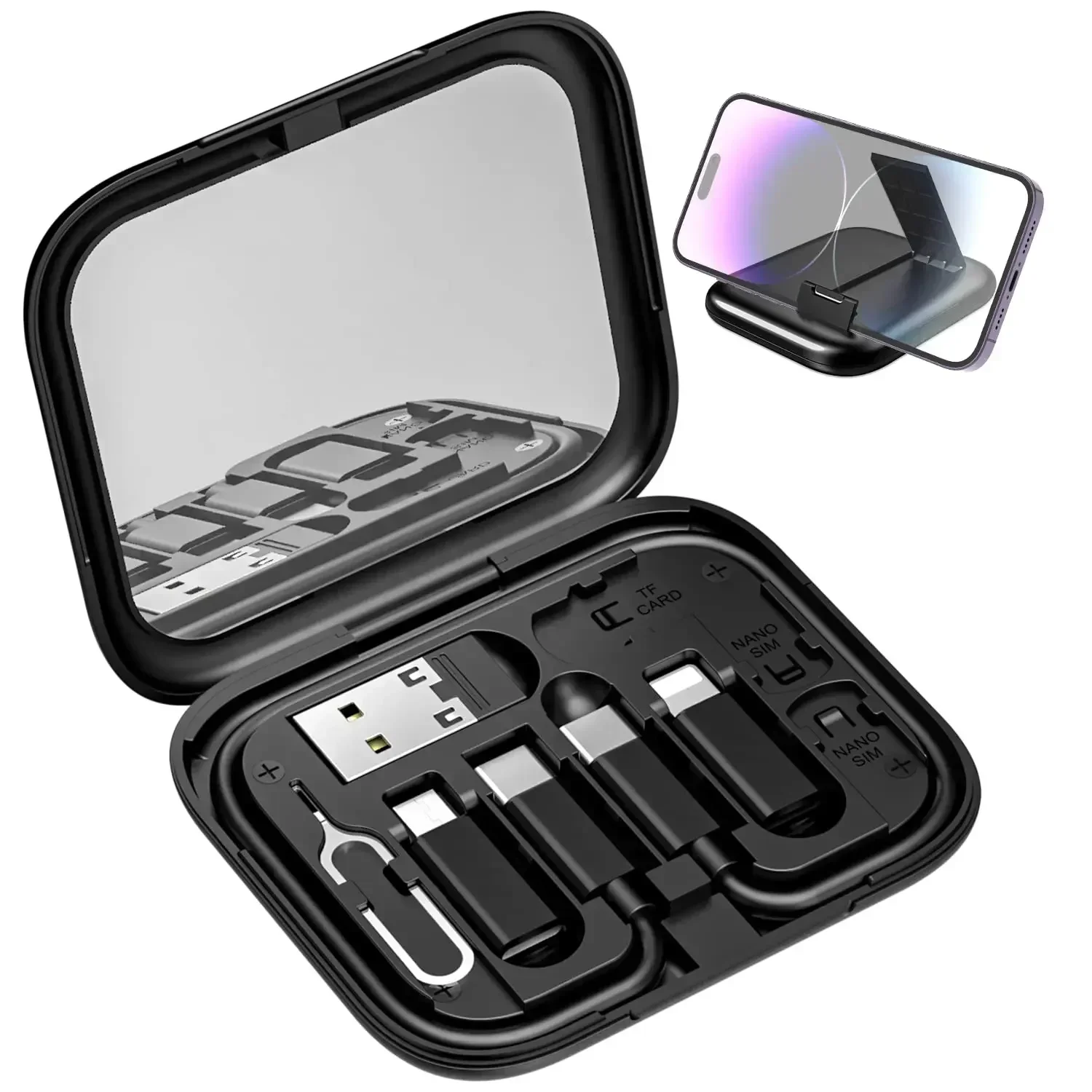 

USB Type C To USB C Cable 60W 4 In 1 Mini Data Cable Set Storage Box Fast Charging Charger Mobile Phone Holder For Samsung